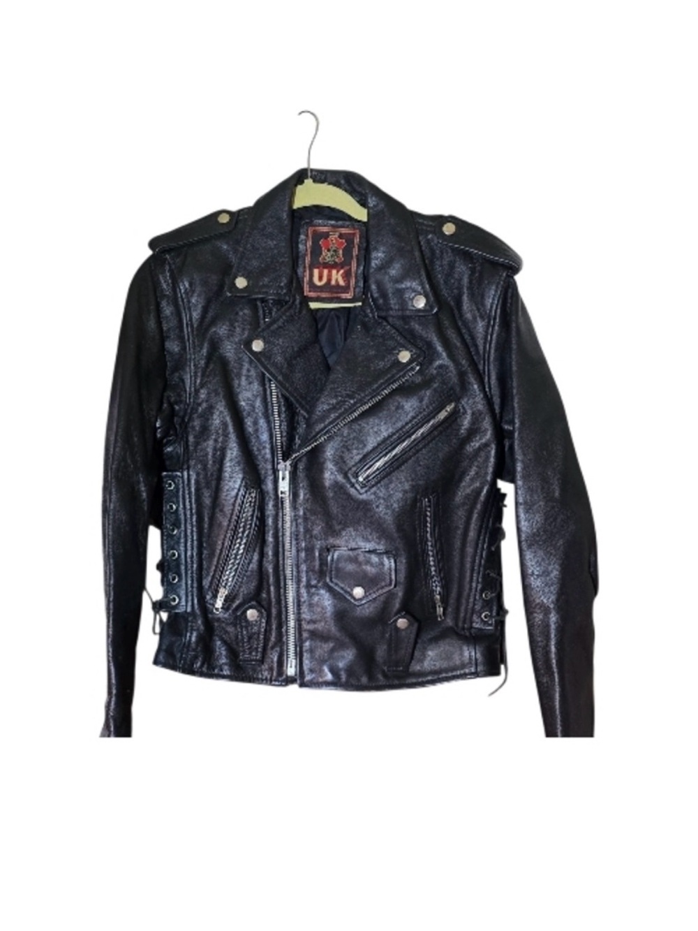 UK Black Leather Motorcycle Jacket